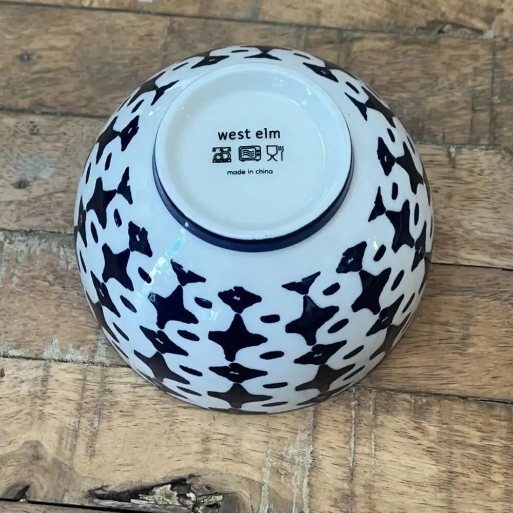 West Elm Indigo Tie Dye Ceramic Bowl 5